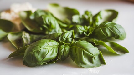 Close-Up of Fresh Green Basil Leaves for Culinary Use