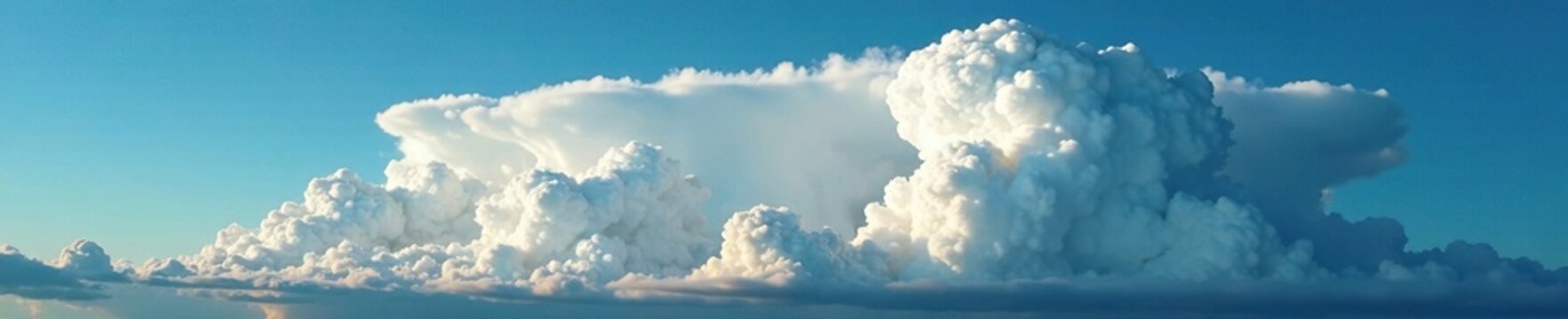 Cumulus clouds develop into towering thunderheads as winds push them against cirrus clouds , stormy, skies, upperatmosphere