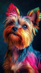 Naklejka premium Colorful painted Yorkshire Terrier dog portrait.