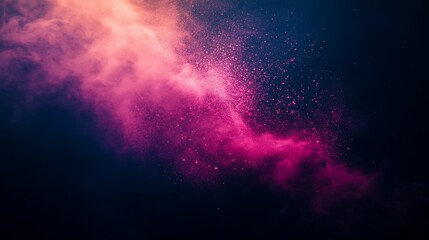 Naklejka premium Pink and orange powder explosion against a dark background