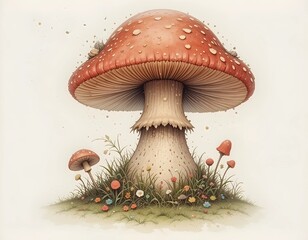 Mushroom Umbrella with Delicate Flowers