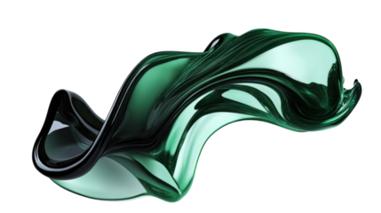 Abstract green fluid glass transparent background