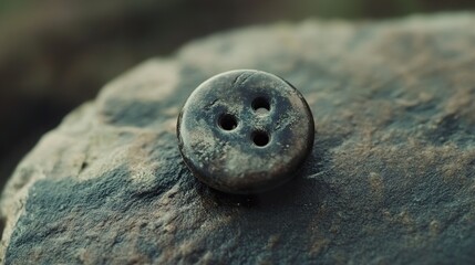 Obraz premium Close-up of a Vintage Button on a Stone