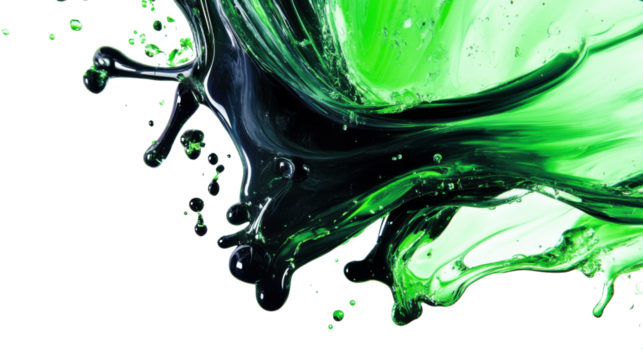 Abstract green fluid glass transparent background
