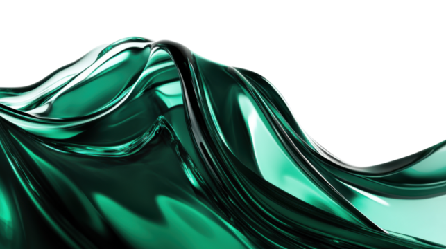 Abstract green fluid glass transparent background