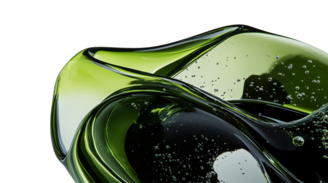 Abstract green fluid glass transparent background