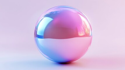 Obraz premium Iridescent sphere on pastel background.