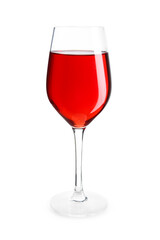 Glass of red wine on white background