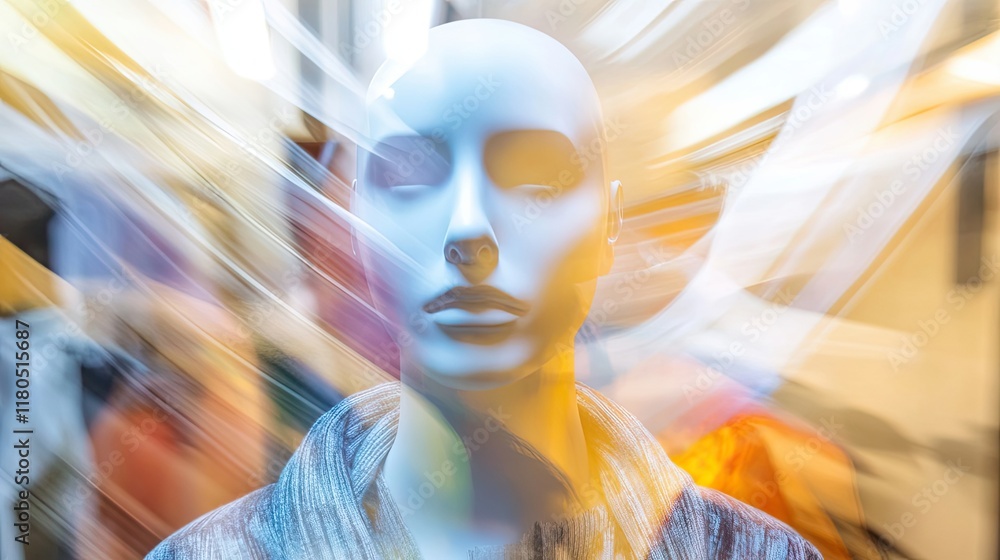 Poster mannequin head with motion blur background