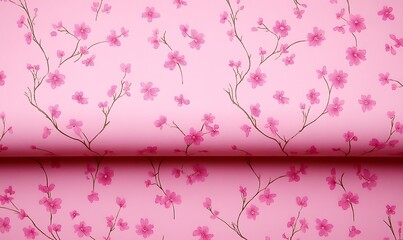 Pink floral pattern paper texture background.