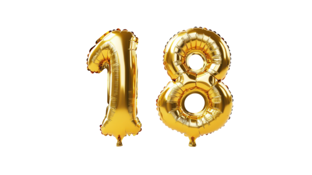 Number 18 balloon transparent background
