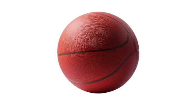 Single basketball with detailed texture and realistic lighting isolated on white background
