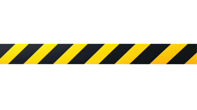 Striped Yellow and Black Caution Tape Background Image for Warning, Safety, and Construction Designs on white and transparent Background