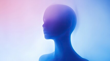 Obraz premium Abstract Blue Head Silhouette Against Gradient Background