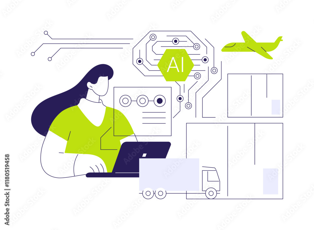 Poster ai forecasting for efficient supply chain abstract concept vector illustration.