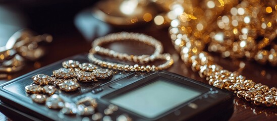 Gold jewelry on scale.