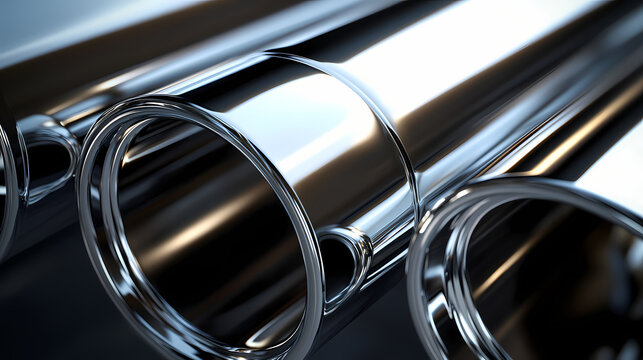 Reflective, metallic pipe, ideal for creating a clean and contemporary look in your projects. the chrome finish adds a touch of luxury and sophistication. Ironshade. Illustration