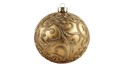 Elegant Gold Christmas Ornament with Intricate Design Perfect for Holiday Decorations and Festive Greetings on white and transparent Background