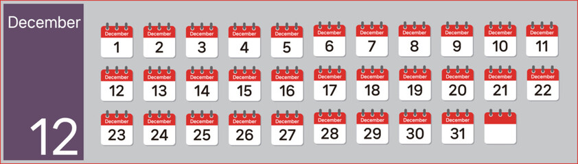 December calendar made with numbers in the shape of icons (illustration)

