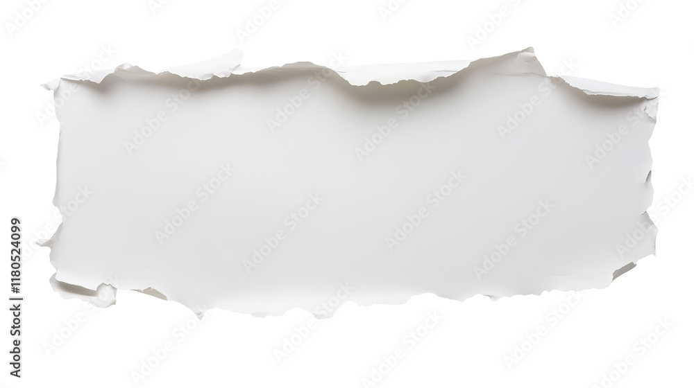 Wall mural white torn paper texture with ripped edges for background design - ideal for mockups and layouts on 