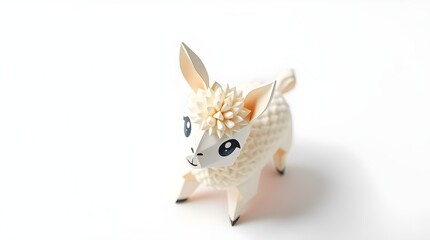 one cute little alpaca isolated on light background for charming wall art