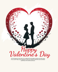 Happy Valentines Day with a romantic love social media post template banner
