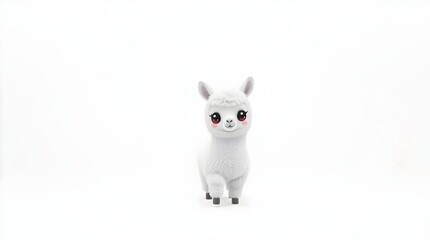 Fototapeta premium one cute little alpaca isolated on light background for kids' fashion items