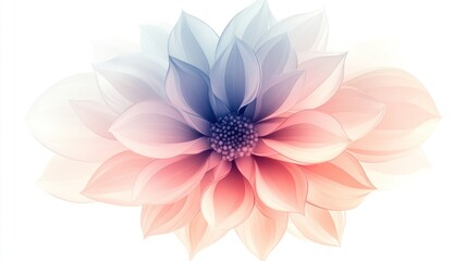 Pastel-colored flower with soft, translucent petals on white background.