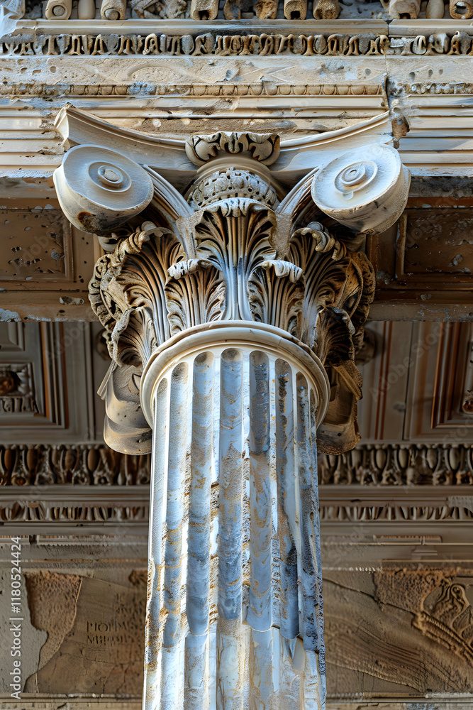 Aufkleber an elegant exhibition of ancient greek architecture: the flawlessly fluted ionic column