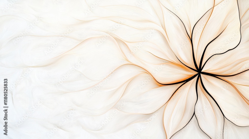 Poster delicate abstract flower design with soft curves, elegant lines and light color palette for backgrou