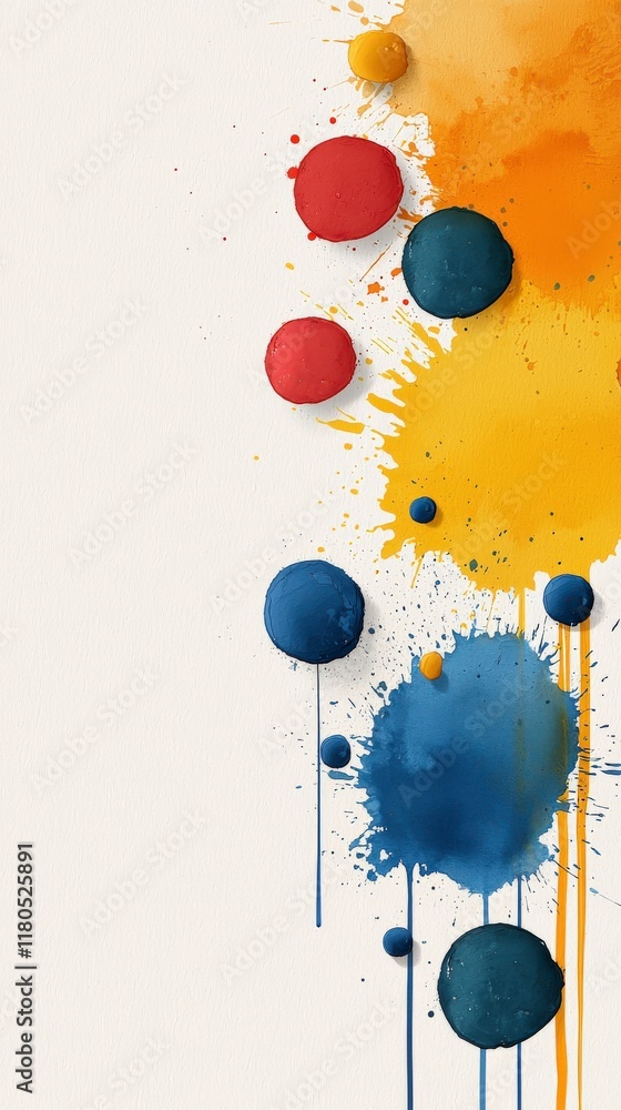 Poster vibrant splashes of color on white canvas creating artistic modern background for creative projects