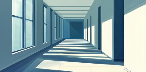 Fototapeta premium Sunlit Hallway Modern Architecture Design
