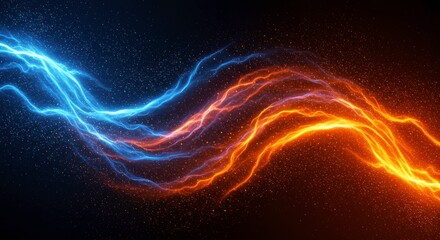 Fototapeta premium Clash of Elements: A mesmerizing abstract image of swirling blue and orange energy, symbolizing the clash of opposing forces and the potential for transformation. 