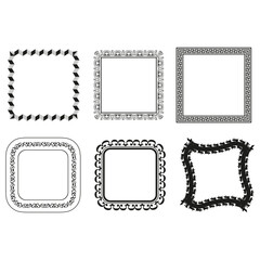 Decorative frame set. Ornamental vector borders. Classic square designs. Black and white patterns.