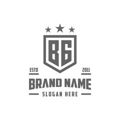 letter BG monogram shield star logo design vector template