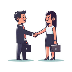 flat design illustration of business people cooperation with shaking hands
