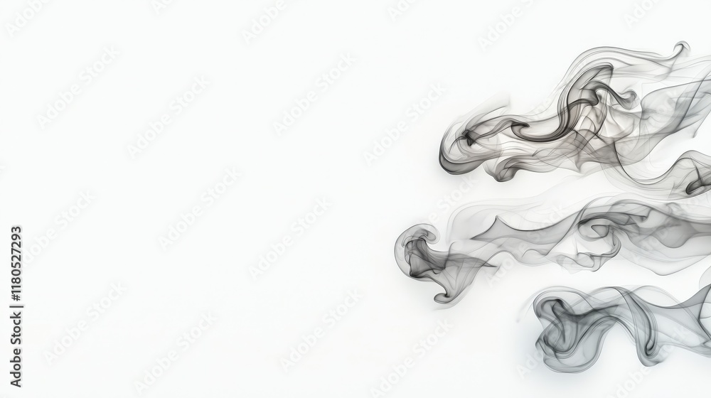 Poster abstract black smoke swirl patterns on light background for creative design and artistic projects