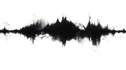 Soundwave visualizing heavy music in a dark environment isolated on white background