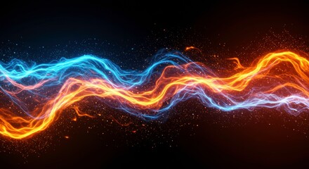 Abstract Energy Clash: A mesmerizing abstract background showcasing a dynamic interplay of fiery...