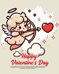 Happy Valentines Day with a romantic love social media post template banner
