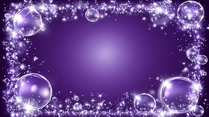 Fototapeta premium Sparkling Purple Bubbles Frame Background Design