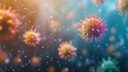 Obraz premium Microscopic view of virus with a vibrant color scheme.