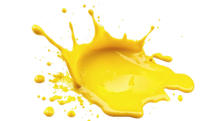 A yellow paint splash isolated on white background 