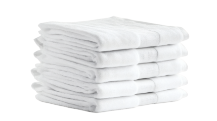 A stack of white towel isolated on white background