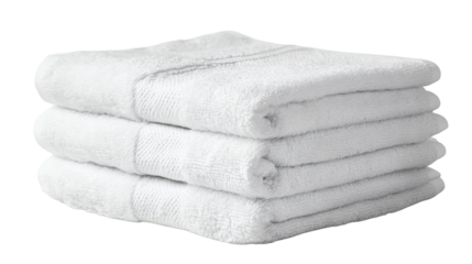A stack of white towel isolated on white background