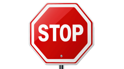 High-Resolution Stop Sign Image for Safety and Warning Sign Designs on white and transparent Background