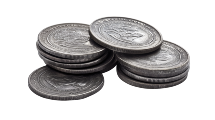 Stack of coins symbolizing wealth and savings isolated on white background