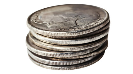 Stack of coins symbolizing wealth and savings isolated on white background