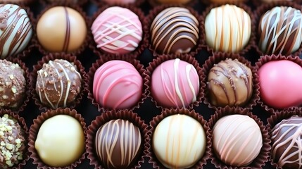 Obraz premium Assorted gourmet chocolate truffles in a box. (1)