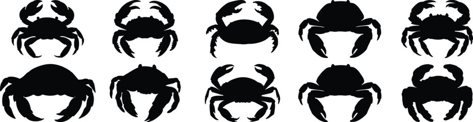 Crab silhouette set vector design big pack of sea illustration and icon © Catnip